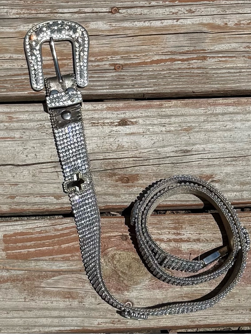 Rhinestone Western Style Silver Belt